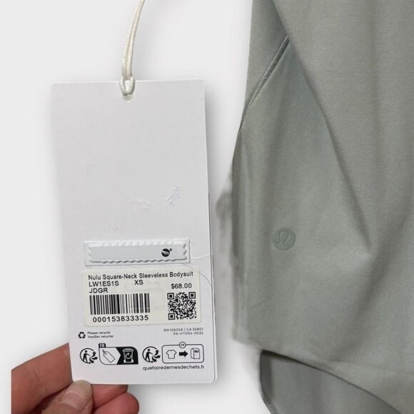 NWT Lululemon Wundermost Bodysuit XS 4 Nulu Square-Neck Sleeveless Jade Grey NEW - Picture 7 of 8